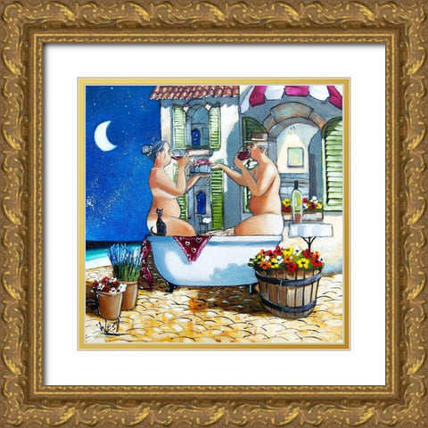 Late Night Bath III Gold Ornate Wood Framed Art Print with Double Matting by West, Ronald