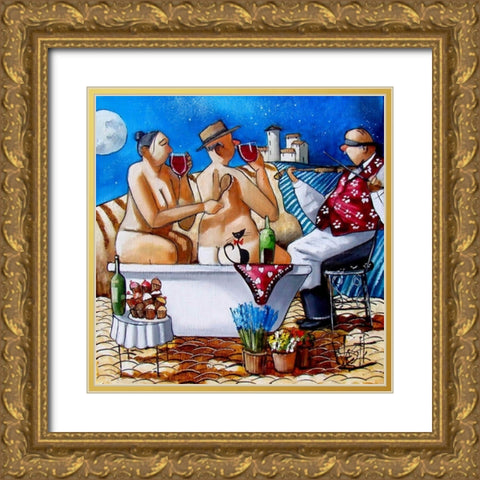 Late Night Bath IV Gold Ornate Wood Framed Art Print with Double Matting by West, Ronald