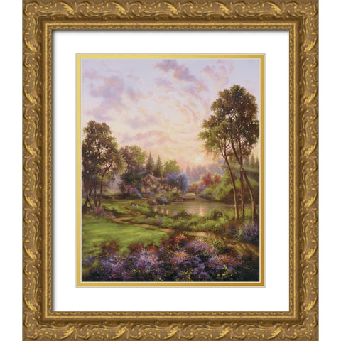 Country Reverie Gold Ornate Wood Framed Art Print with Double Matting by Strubel, Klaus