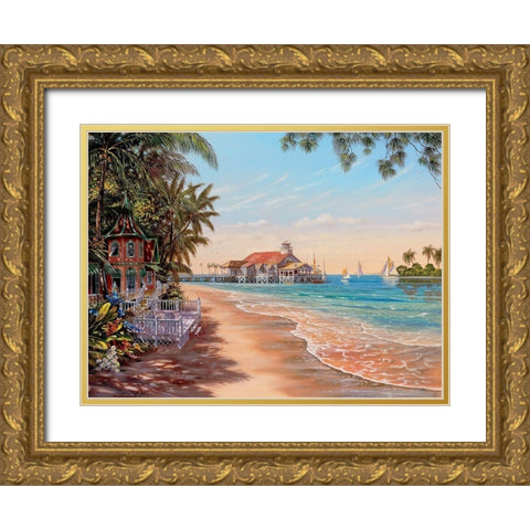 Suncoast Gold Ornate Wood Framed Art Print with Double Matting by Strubel, Klaus