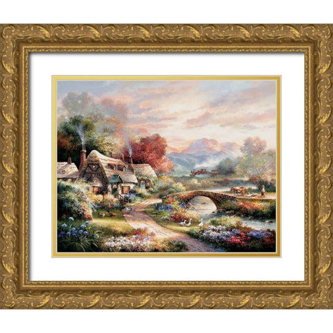 Days End Retreat Gold Ornate Wood Framed Art Print with Double Matting by Lee, James