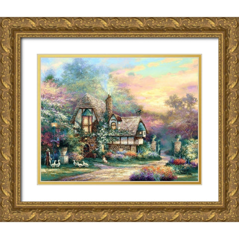 Weeks End Retreat Gold Ornate Wood Framed Art Print with Double Matting by Lee, James