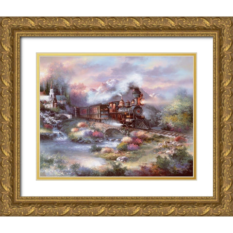 Spring Creek Express Gold Ornate Wood Framed Art Print with Double Matting by Lee, James