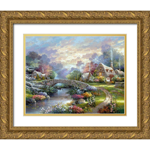 Springtime Glory Gold Ornate Wood Framed Art Print with Double Matting by Lee, James