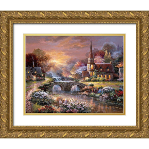 Peaceful Reflections Gold Ornate Wood Framed Art Print with Double Matting by Lee, James