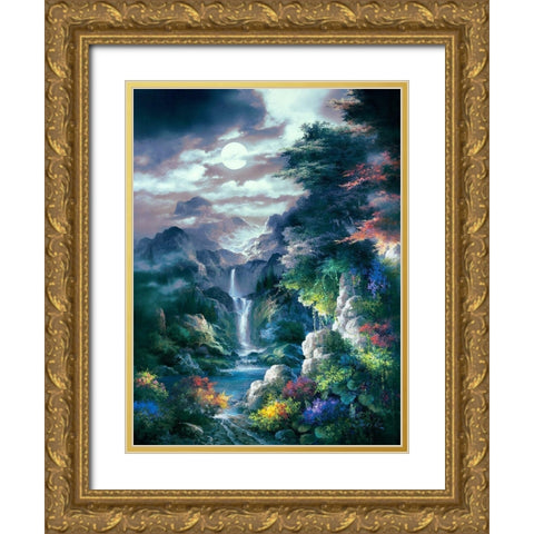 Midnight Mist Canyon Gold Ornate Wood Framed Art Print with Double Matting by Lee, James