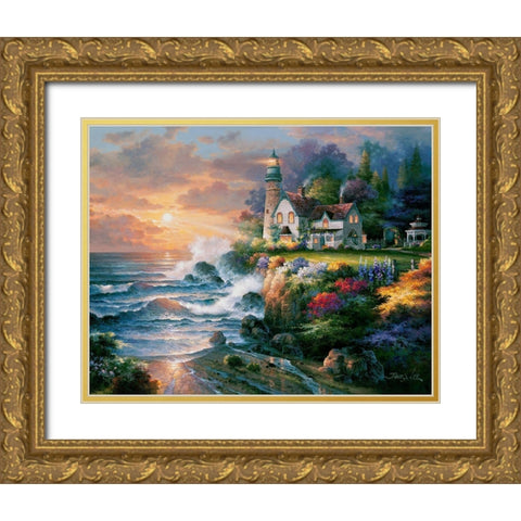 Twilight Beacon Gold Ornate Wood Framed Art Print with Double Matting by Lee, James