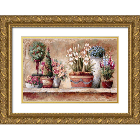 Country Blossoms Gold Ornate Wood Framed Art Print with Double Matting by Lee, James