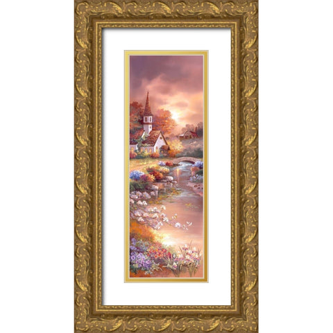 Morning of Peace Gold Ornate Wood Framed Art Print with Double Matting by Lee, James