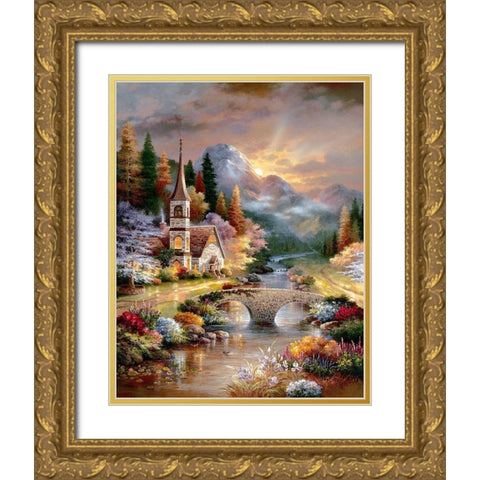 Early Service Gold Ornate Wood Framed Art Print with Double Matting by Lee, James