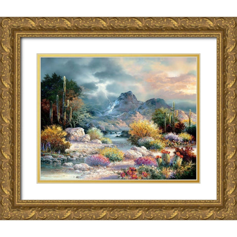 Springtime Valley Gold Ornate Wood Framed Art Print with Double Matting by Lee, James