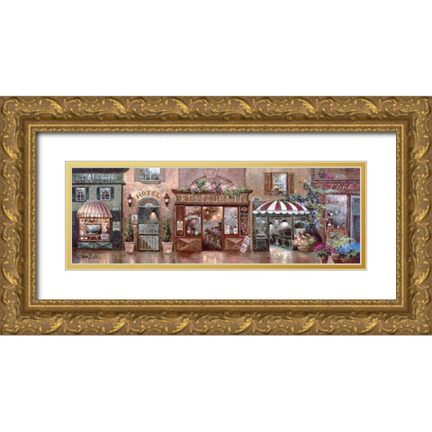 Cafe Walk Gold Ornate Wood Framed Art Print with Double Matting by Lee, James