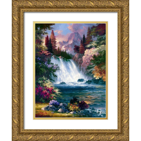 Sunrise Falls II Gold Ornate Wood Framed Art Print with Double Matting by Lee, James