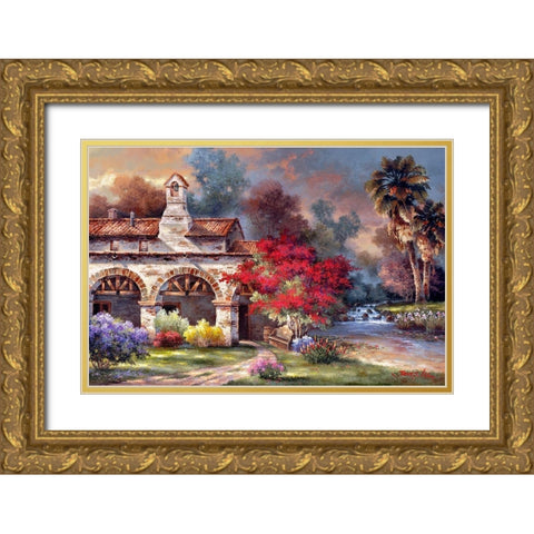 Mission Creek II Gold Ornate Wood Framed Art Print with Double Matting by Lee, James