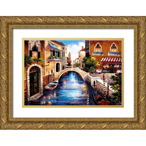 Streets of Venice III Gold Ornate Wood Framed Art Print with Double Matting by Lee, James