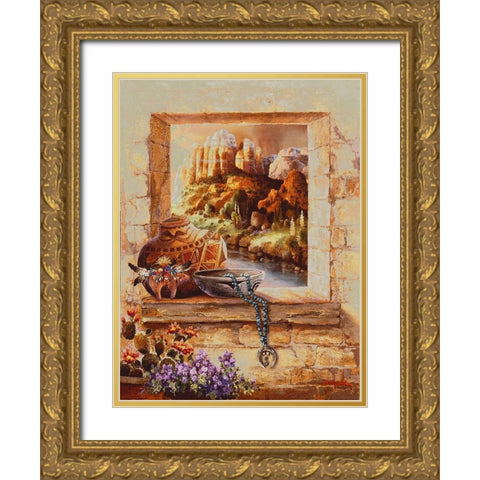 Pottery Window Gold Ornate Wood Framed Art Print with Double Matting by Lee, James