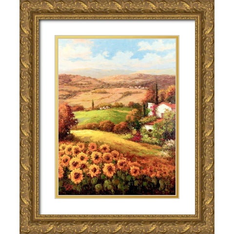 Italian Country Side Gold Ornate Wood Framed Art Print with Double Matting by Hulsey