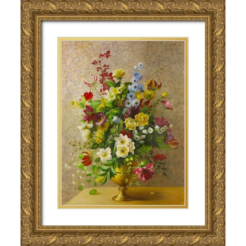 Fragrant Offerings Gold Ornate Wood Framed Art Print with Double Matting by Welby