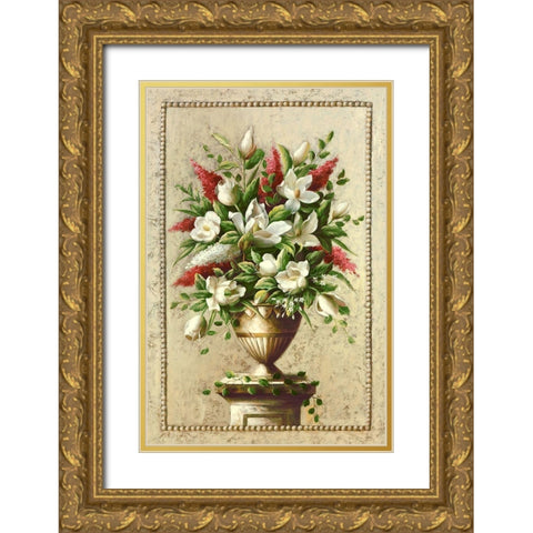 Floral Symphony I Gold Ornate Wood Framed Art Print with Double Matting by Welby