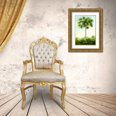 Palm I Gold Ornate Wood Framed Art Print with Double Matting by Welby