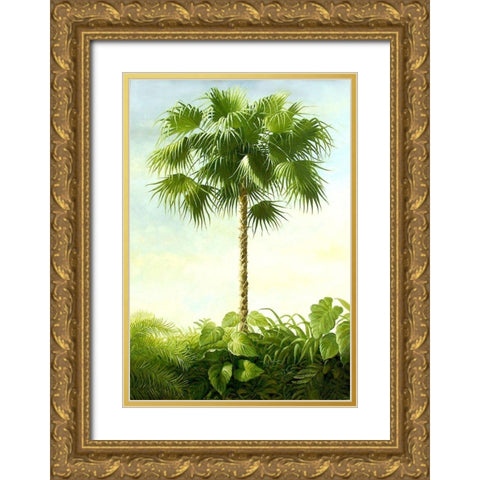 Palm I Gold Ornate Wood Framed Art Print with Double Matting by Welby