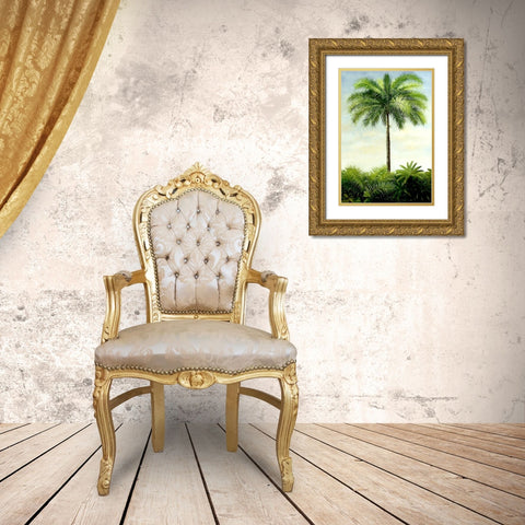 Palm II Gold Ornate Wood Framed Art Print with Double Matting by Welby