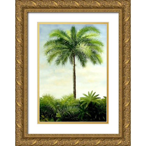 Palm II Gold Ornate Wood Framed Art Print with Double Matting by Welby