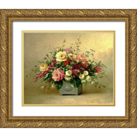Rose Bouquet II Gold Ornate Wood Framed Art Print with Double Matting by Welby