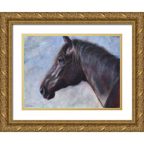 Equine Encounter Gold Ornate Wood Framed Art Print with Double Matting by Campbell, Robert