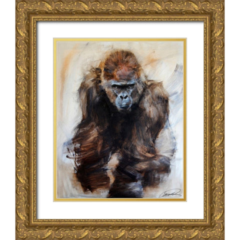 Gorilla Glare Gold Ornate Wood Framed Art Print with Double Matting by Campbell, Robert