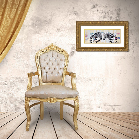 Zebra Gates Gold Ornate Wood Framed Art Print with Double Matting by Campbell, Robert