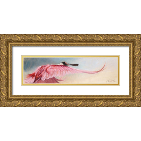 Wingspread Spoonbill Gold Ornate Wood Framed Art Print with Double Matting by Campbell, Robert