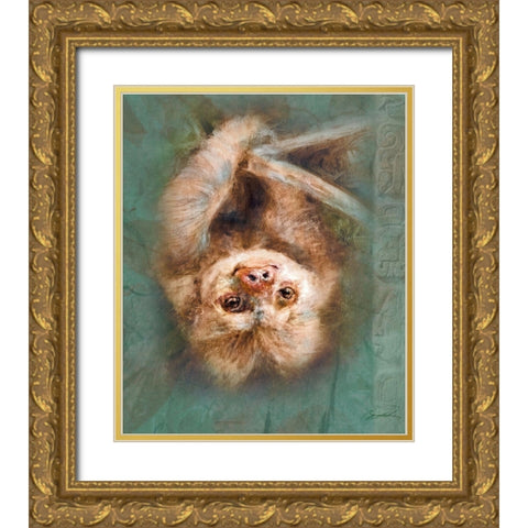 Two-Toed Sloth Gold Ornate Wood Framed Art Print with Double Matting by Campbell, Robert