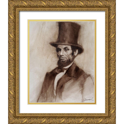 Honest Abe Gold Ornate Wood Framed Art Print with Double Matting by Campbell, Robert