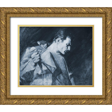 Save Me Freddie Mercury Gold Ornate Wood Framed Art Print with Double Matting by Campbell, Robert