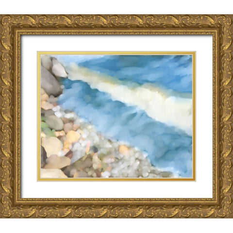 Pelican Lake Shore Gold Ornate Wood Framed Art Print with Double Matting by Naskrent, Delores