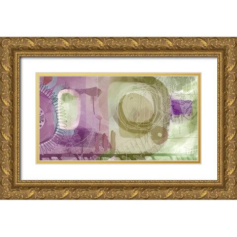 Walk in the Garden Gold Ornate Wood Framed Art Print with Double Matting by Naskrent, Delores