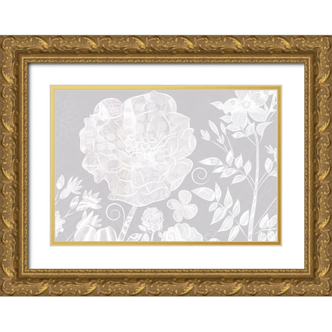Field Poppy Gold Ornate Wood Framed Art Print with Double Matting by Naskrent, Delores