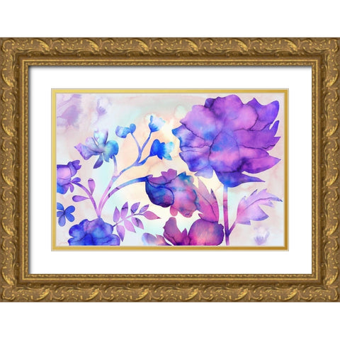 Purple Passion Garden Gold Ornate Wood Framed Art Print with Double Matting by Naskrent, Delores