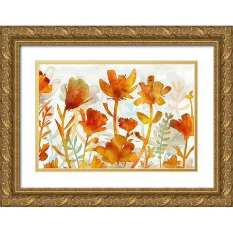 Acapuluca Golden Garden Gold Ornate Wood Framed Art Print with Double Matting by Naskrent, Delores