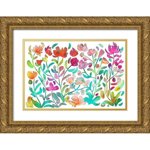 Foliage in July Gold Ornate Wood Framed Art Print with Double Matting by Naskrent, Delores