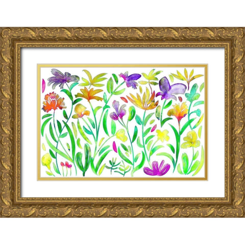 At the Edge of the Creek Gold Ornate Wood Framed Art Print with Double Matting by Naskrent, Delores