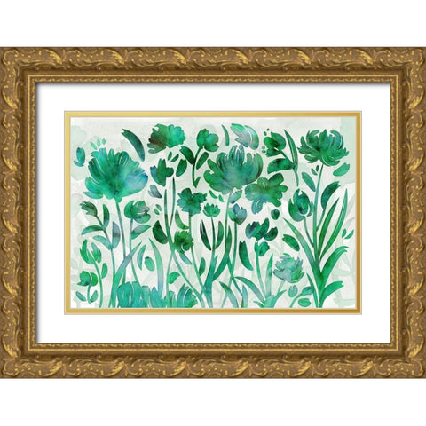 Jade Paradise Gold Ornate Wood Framed Art Print with Double Matting by Naskrent, Delores