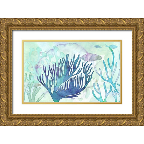 Aquatic Atmosphere Gold Ornate Wood Framed Art Print with Double Matting by Naskrent, Delores