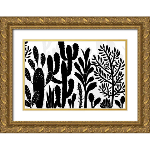 Cactus Farm Gold Ornate Wood Framed Art Print with Double Matting by Naskrent, Delores