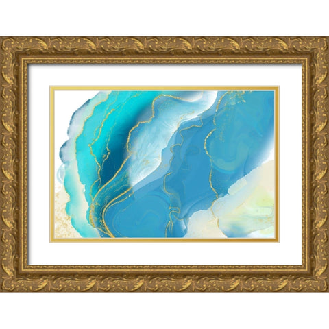 Luminous Sea Gold Ornate Wood Framed Art Print with Double Matting by Naskrent, Delores