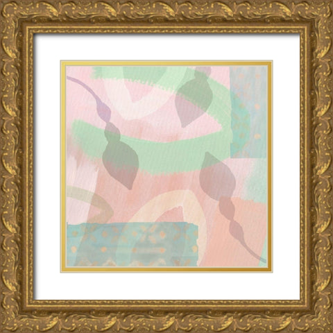 Flower Buds Mint Blush Gold Ornate Wood Framed Art Print with Double Matting by Kouta, Flora