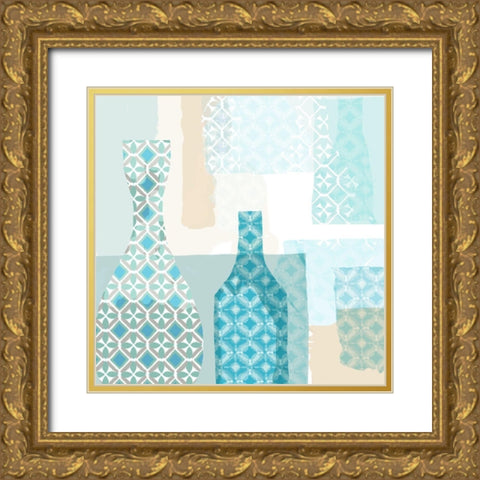 Azulejos Gold Ornate Wood Framed Art Print with Double Matting by Kouta, Flora