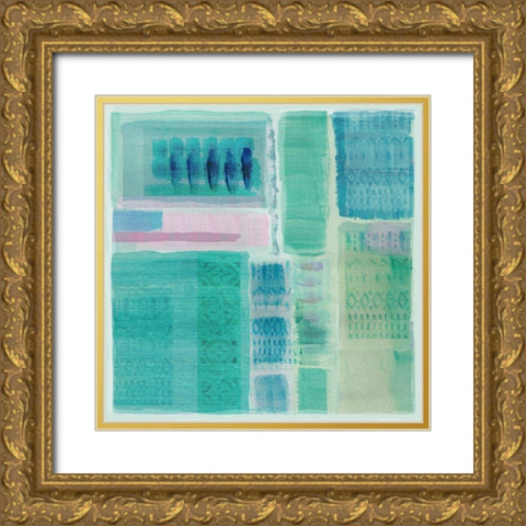 Jade Ocean Gold Ornate Wood Framed Art Print with Double Matting by Kouta, Flora