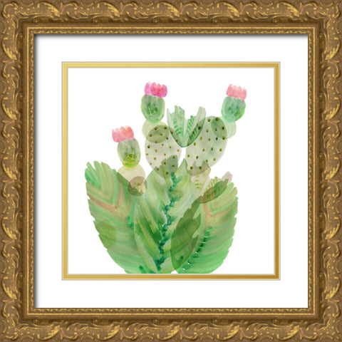 Flowering Cactus I Gold Ornate Wood Framed Art Print with Double Matting by Kouta, Flora